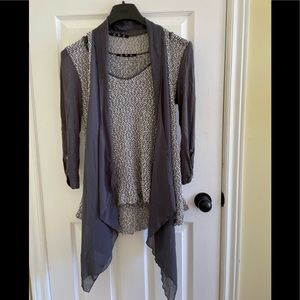 Two piece blouse and vest set